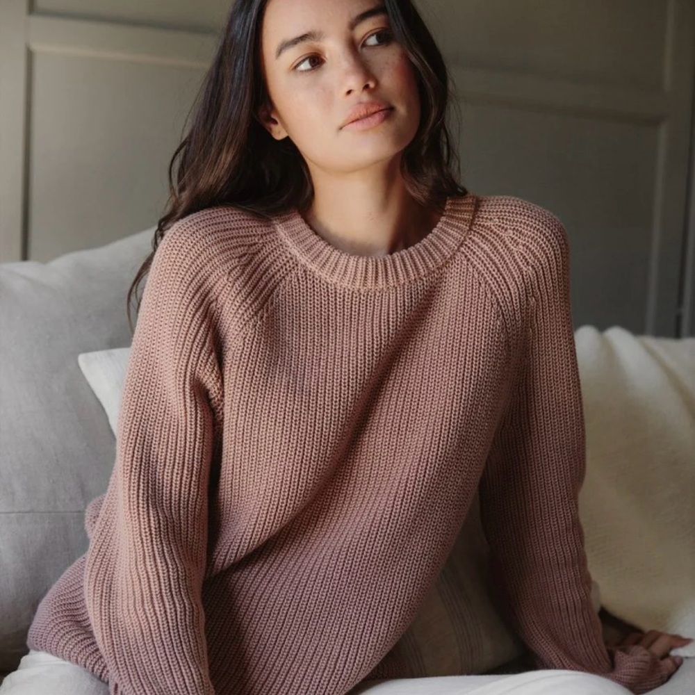 Jenni Kayne | Cotton Fisherman Sweater in Rose | Size XS